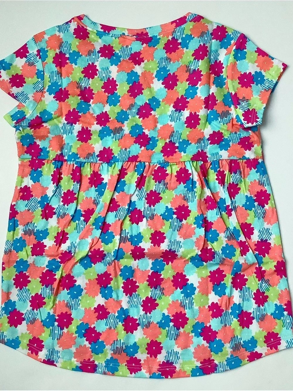 Gymboree Bright Pink Blue Coral Floral Short-Sleeve Tee